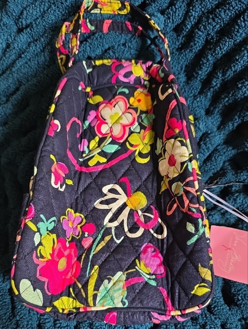 Vera Bradley Breast Cancer Navy Floral Quilted Lunch Bag - Picture 3 of 6
